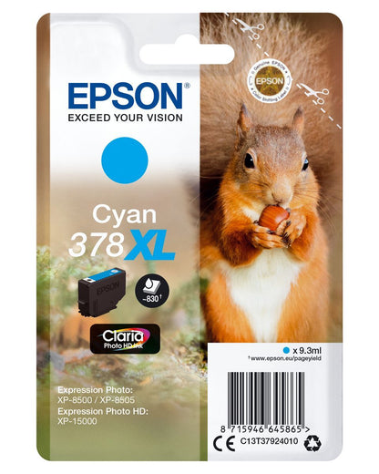 Epson Squirrel Singlepack Cyan 378XL Claria Photo HD Ink [C13T37924010]