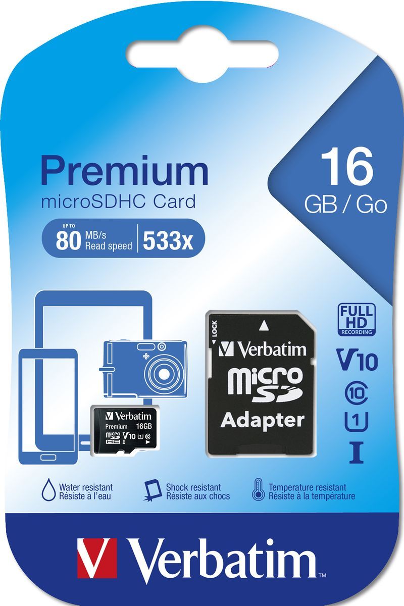 Verbatim Premium 16 GB MicroSDHC Classe 10 [44082]