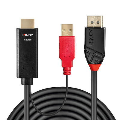 Lindy 41428 cavo e adattatore video 5 m DisplayPort HDMI + USB Nero, Rosso [LINDY41428]