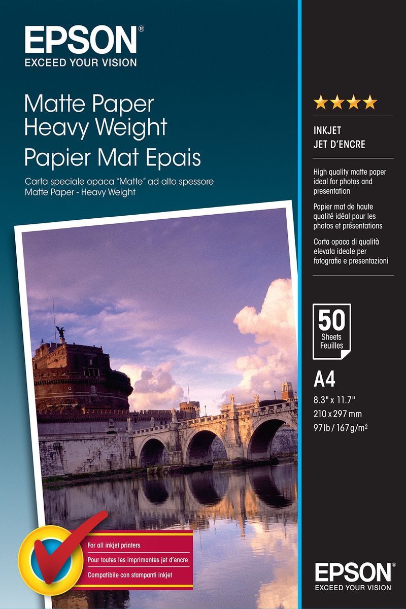 Epson Matte Paper Heavy Weight - A4 - 50 Fogli [C13S041256]