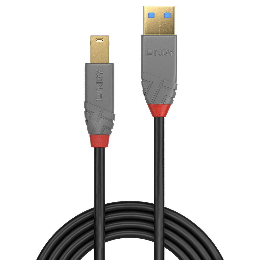 Lindy 36743 cavo USB 3 m USB 3.2 Gen 1 (3.1 Gen 1) USB A USB B Nero, Grigio [LINDY36743]