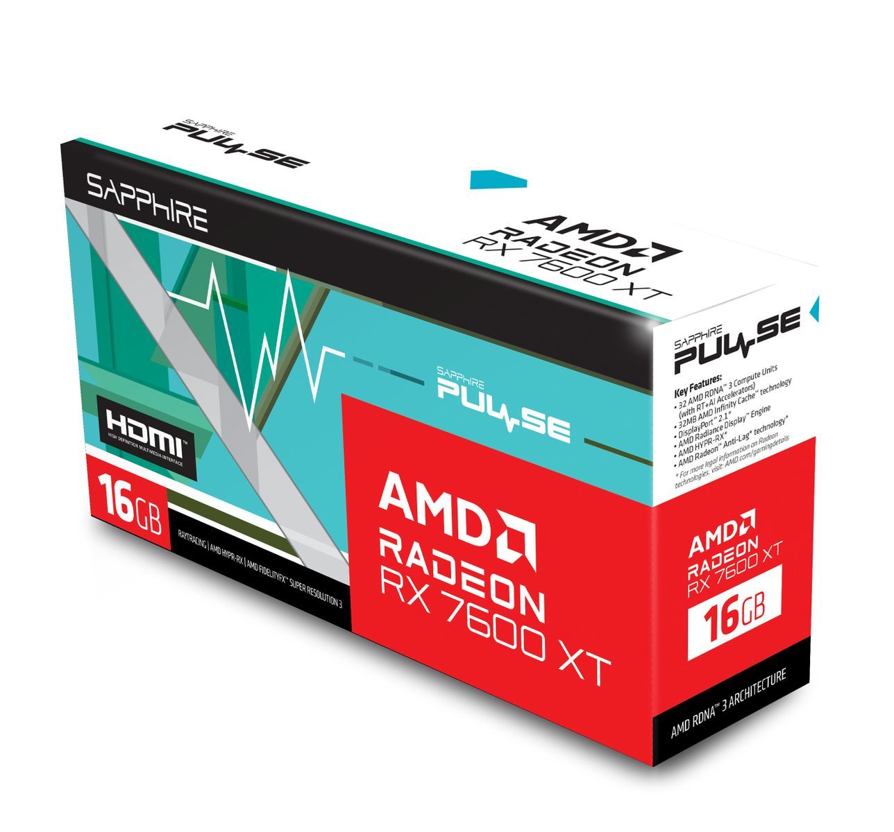 Sapphire PULSE Radeon RX 7600 XT AMD 16 GB GDDR6 [11339-04-20G]