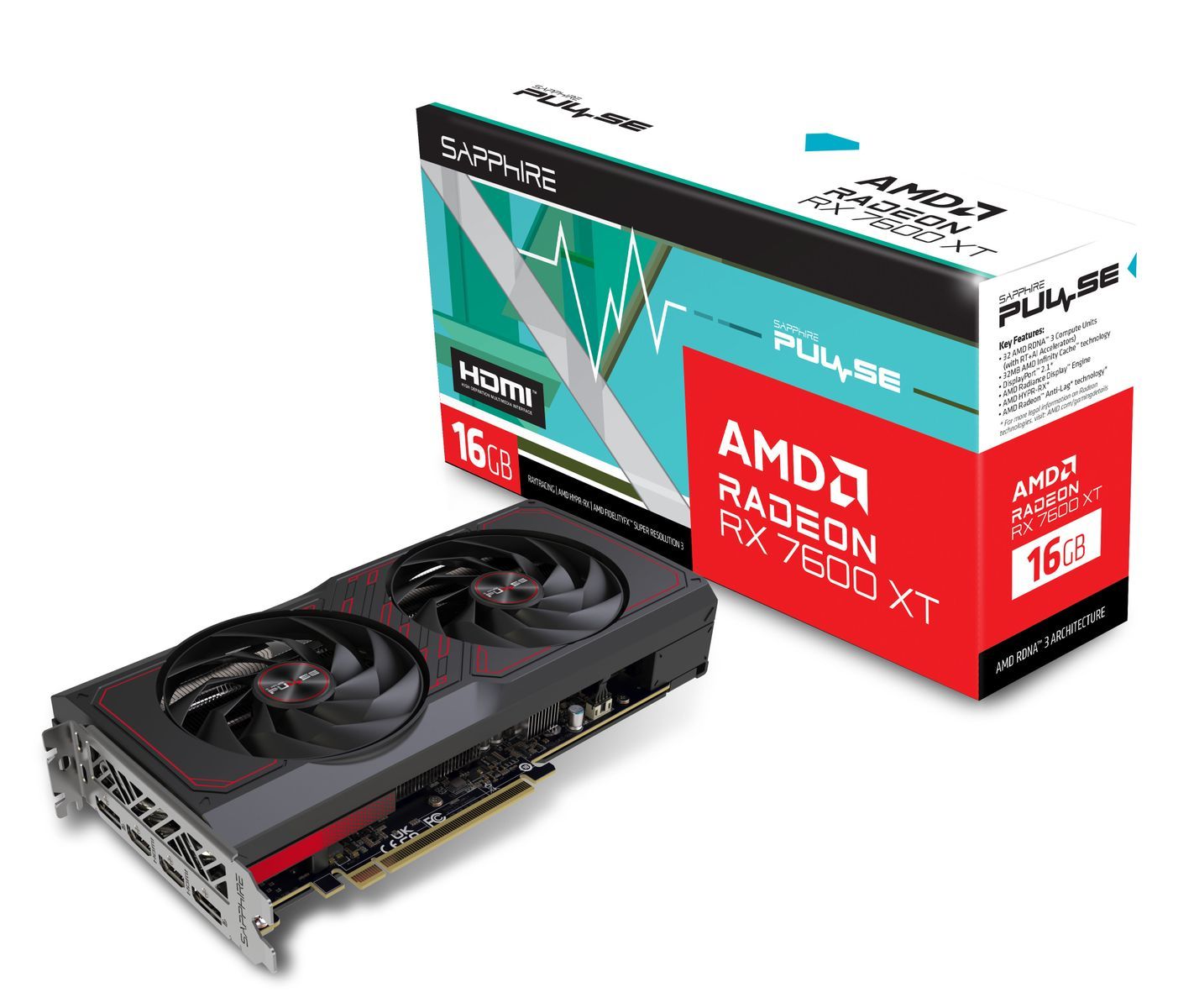 Sapphire PULSE Radeon RX 7600 XT AMD 16 GB GDDR6 [11339-04-20G]