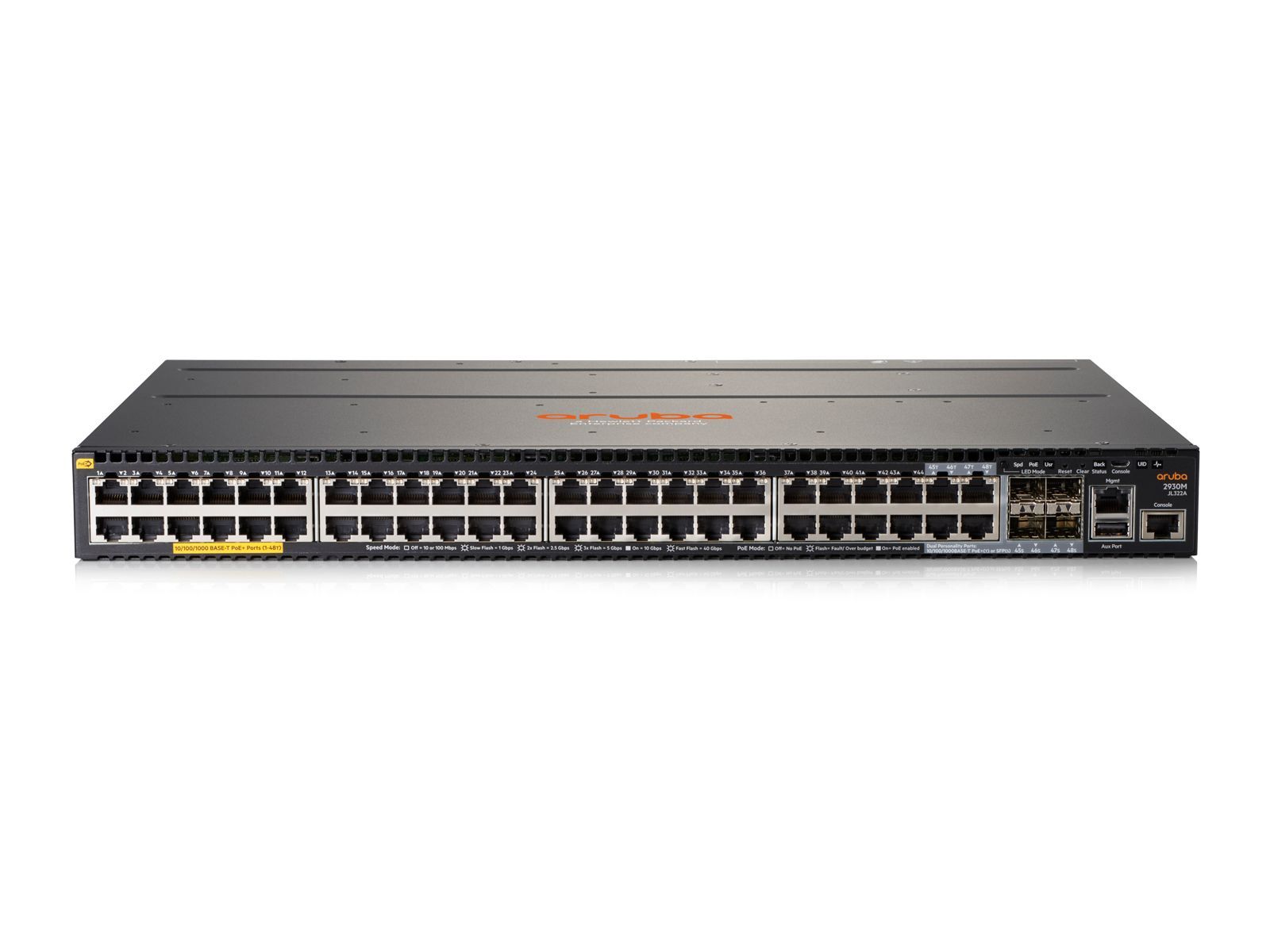 HPE Aruba Networking Aruba 2930M 48G PoE+ 1-slot Gestito L3 Gigabit Ethernet (10/100/1000) Supporto Power over Ethernet (PoE) 1U Grigio [JL322A]