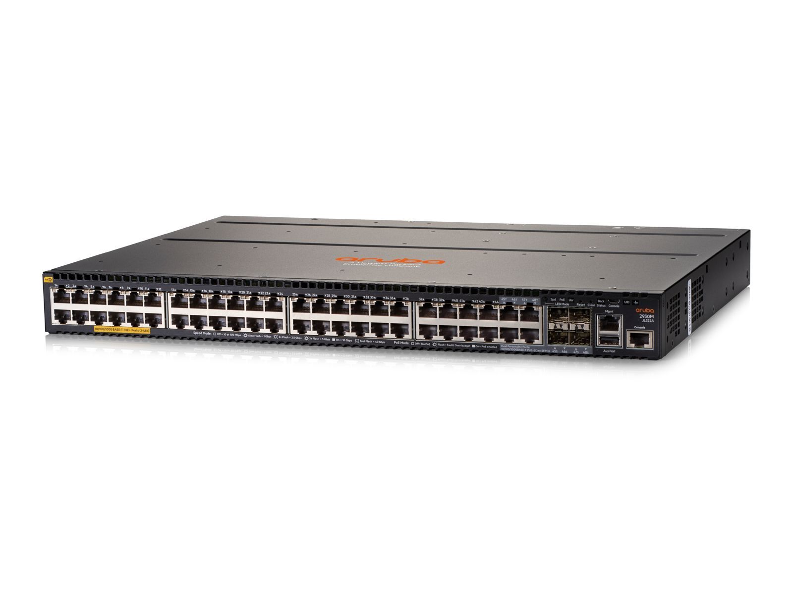 HPE Aruba Networking Aruba 2930M 48G PoE+ 1-slot Gestito L3 Gigabit Ethernet (10/100/1000) Supporto Power over Ethernet (PoE) 1U Grigio [JL322A]
