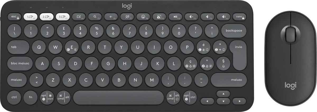 Logitech 920-012221 tastiera Mouse incluso Universale RF senza fili + Bluetooth QWERTY Italiano Grafite [920-012221]