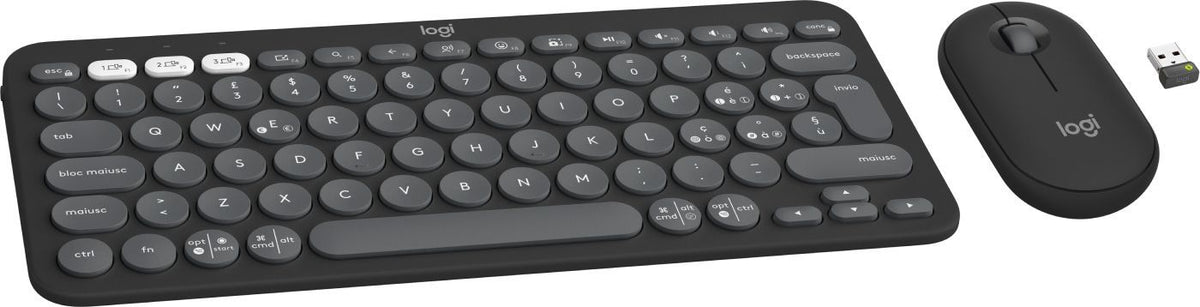 Logitech 920-012221 tastiera Mouse incluso Universale RF senza fili + Bluetooth QWERTY Italiano Grafite [920-012221]
