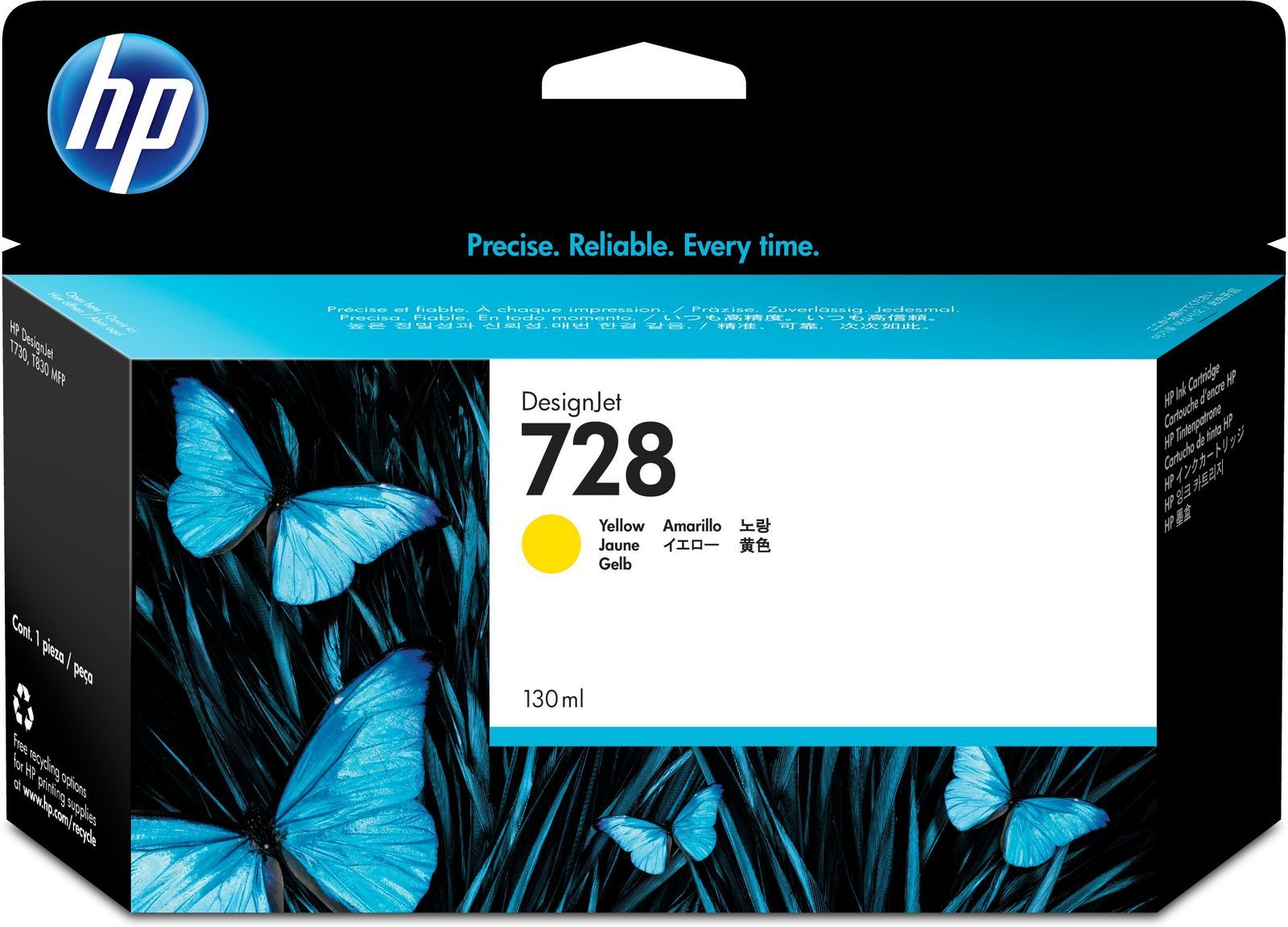 HP Cartuccia inchiostro giallo DesignJet 728, 130 ml [F9J65A]