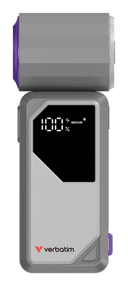 VERBATIM COOLNGO AIRJET HANDHELD FAN GREY/PURPLE [32340]