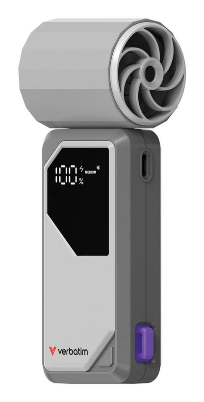 VERBATIM COOLNGO AIRJET HANDHELD FAN GREY/PURPLE [32340]