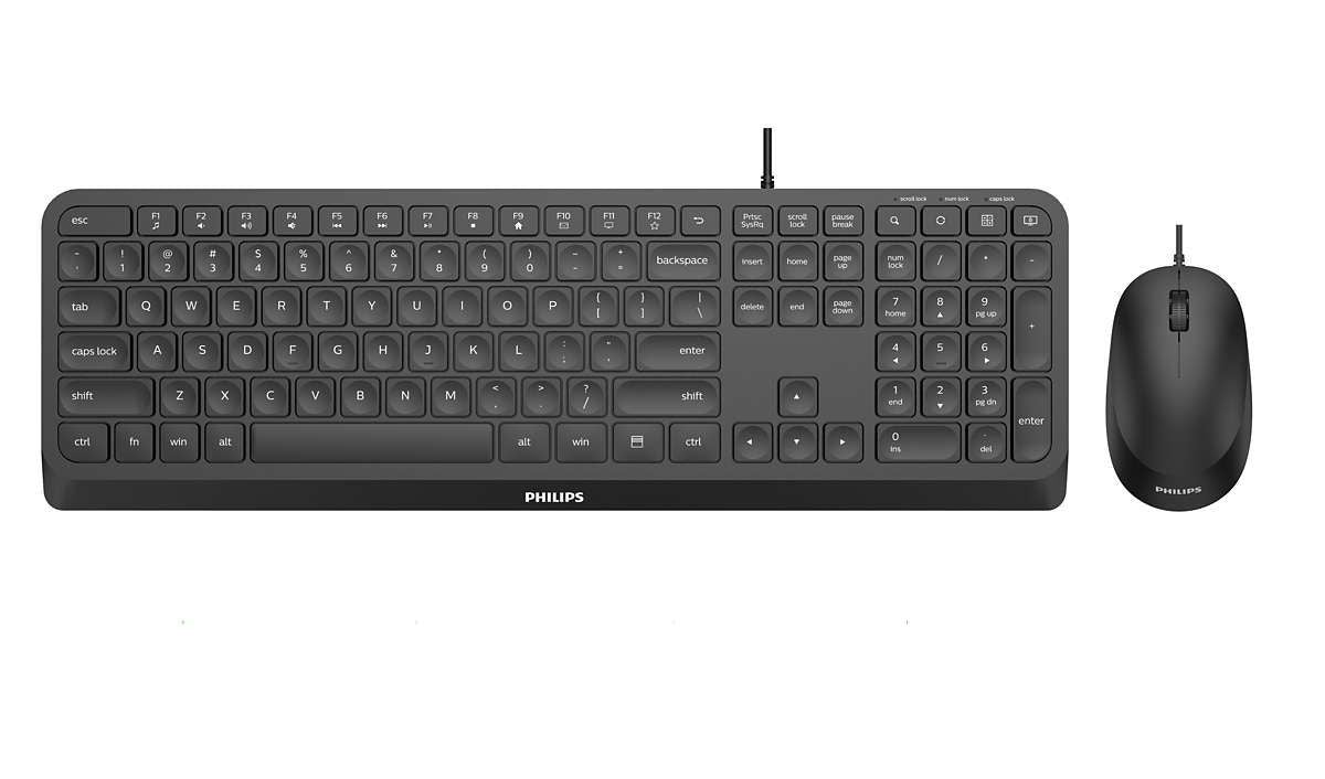 Philips 2000 series SPT6207B/34 tastiera Mouse incluso Casa USB Nero [SPT6207B/34]