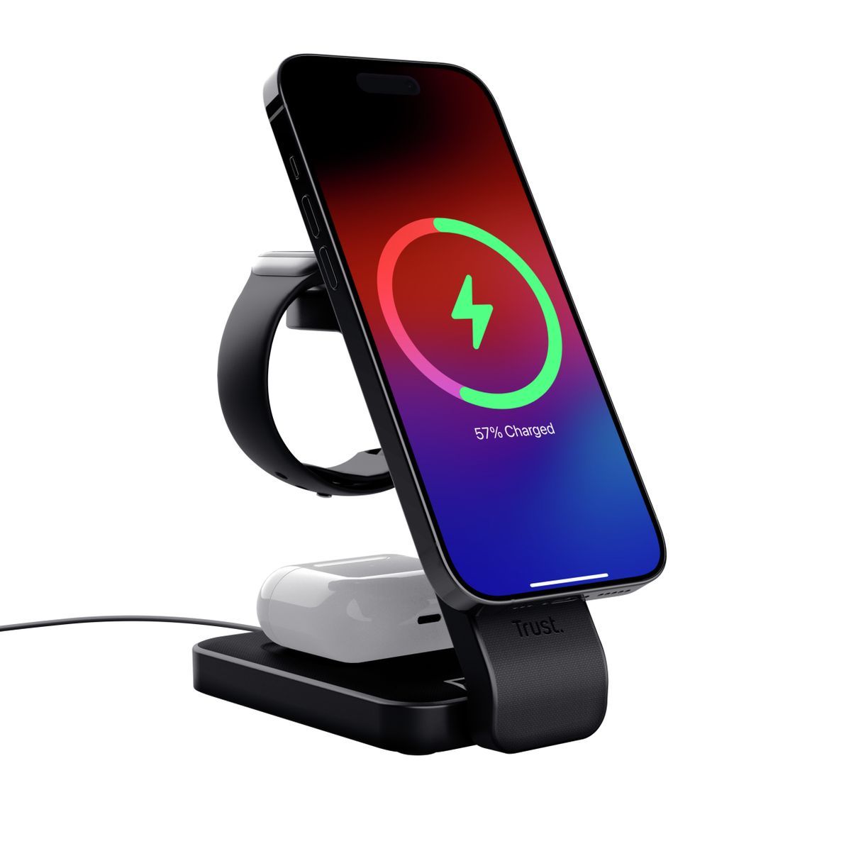 Trust Viro Supporto di ricarica magnetico wireless 3 in 1 - Nero [25464]