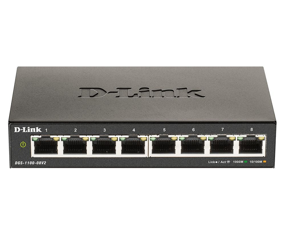 D-Link DGS-1100-08V2 Gestito L2 Gigabit Ethernet (10/100/1000) Nero [DGS-1100-08V2/E]