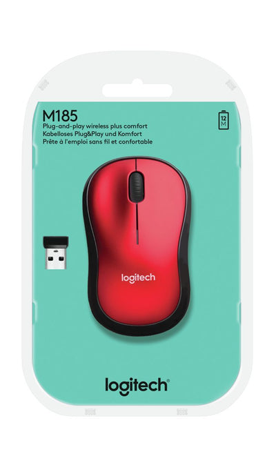 Logitech M185 mouse wireless (rosso) [910-002237]