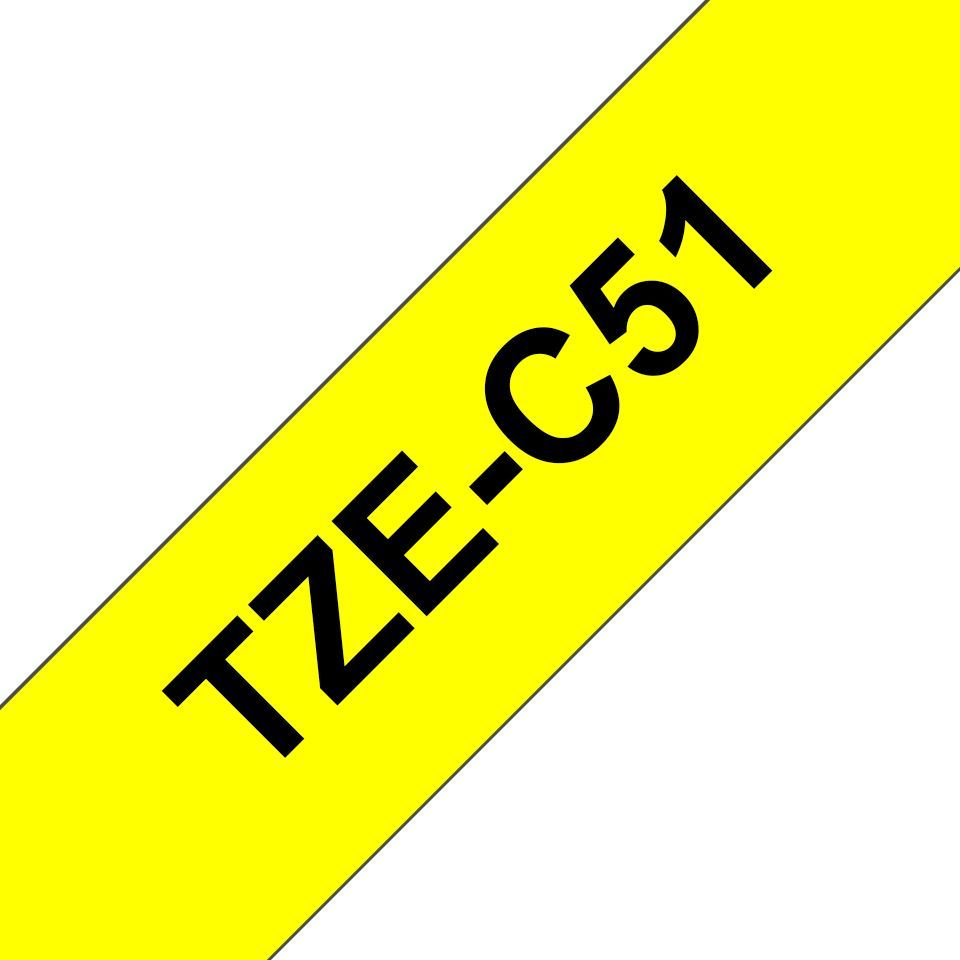 Brother TZE-C51 nastro per etichettatrice Nero su giallo fluorescente [TZEC51]