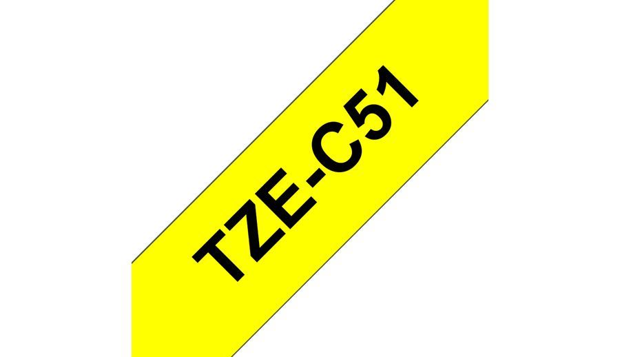 Brother TZE-C51 nastro per etichettatrice Nero su giallo fluorescente [TZEC51]