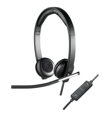 Logitech 981-000519 cuffia e auricolare Cablato A Padiglione Ufficio USB tipo A Nero, Argento [981-000519]