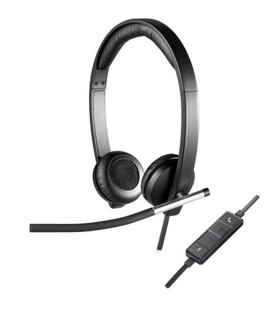 Logitech H650E Auricolare Cablato A Padiglione Ufficio USB tipo A Nero, Argento [981-000519]