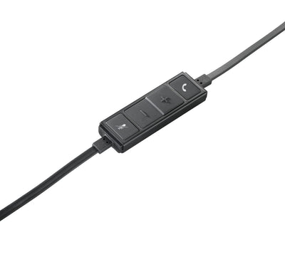 Logitech H650E Auricolare Cablato A Padiglione Ufficio USB tipo A Nero, Argento [981-000519]