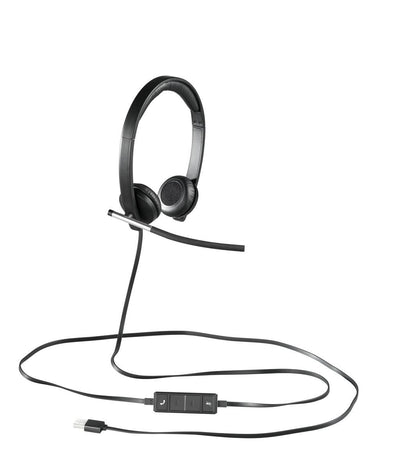 Logitech H650E Auricolare Cablato A Padiglione Ufficio USB tipo A Nero, Argento [981-000519]