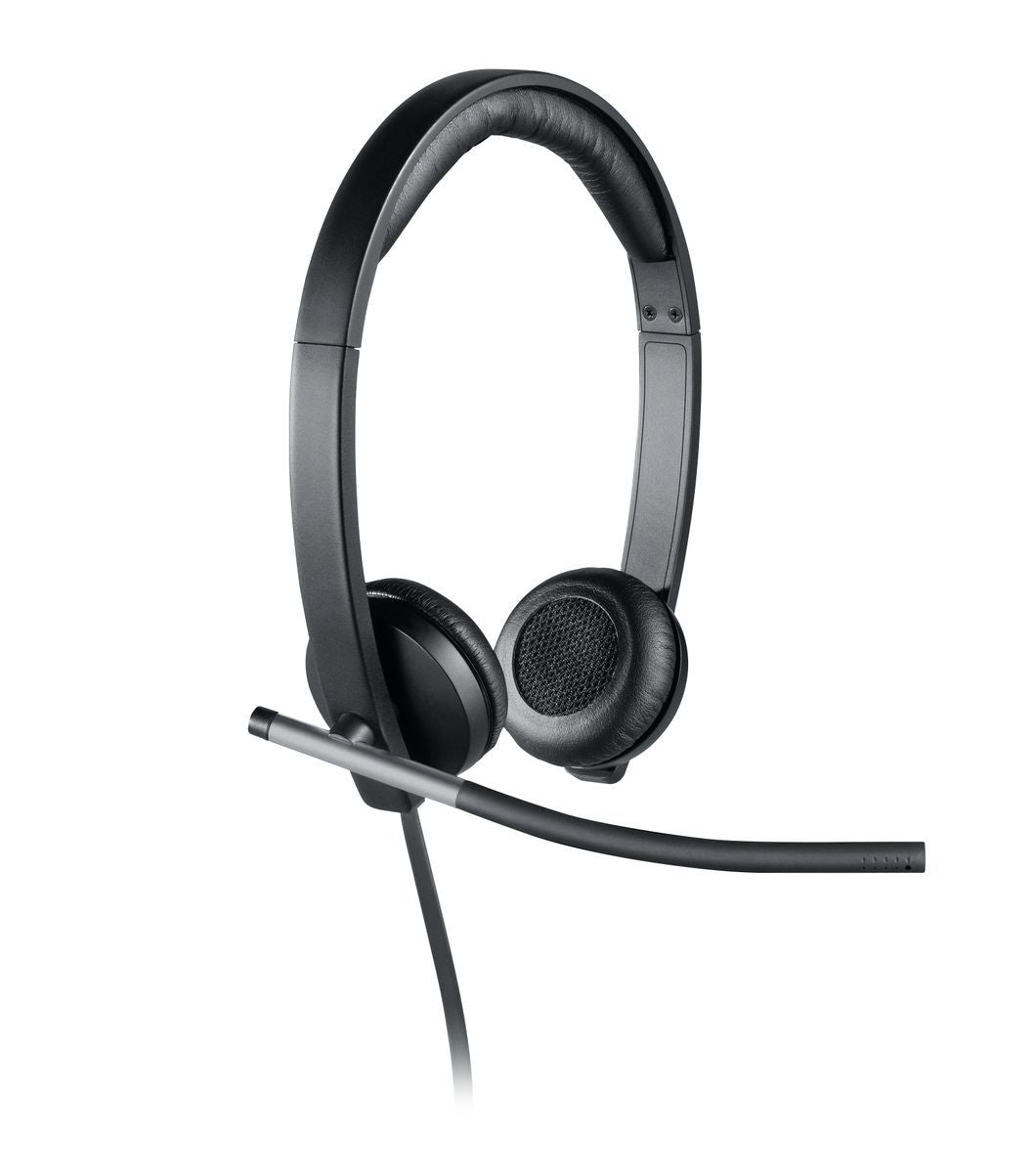 Logitech H650E Auricolare Cablato A Padiglione Ufficio USB tipo A Nero, Argento [981-000519]