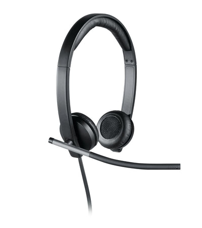 Logitech H650E Auricolare Cablato A Padiglione Ufficio USB tipo A Nero, Argento [981-000519]