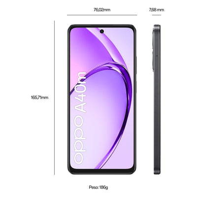 OPPO A40M Smartphone, Fotocamera AI 50MP, Selfie 5MP, Display 6.67 90HZ LCD HD+, 5100mAh, RAM 16 GB (8+8) + ROM 256GB, IP54, [Versione Italia], Sparkle Black [110010347676]
