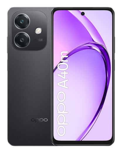 OPPO A40M Smartphone, Fotocamera AI 50MP, Selfie 5MP, Display 6.67 90HZ LCD HD+, 5100mAh, RAM 16 GB (8+8) + ROM 256GB, IP54, [Versione Italia], Sparkle Black [110010347676]