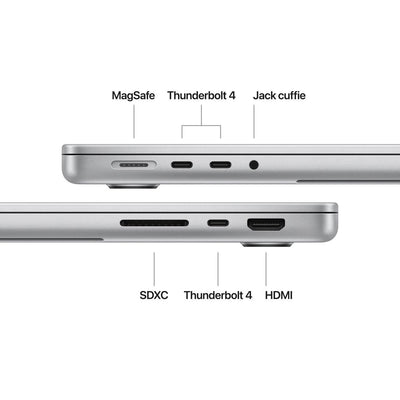 Apple MacBook Pro 14": Chip M4 con cpu 10 core e gpu 10 core, 1TB SSD - Argento [MCX14T/A]