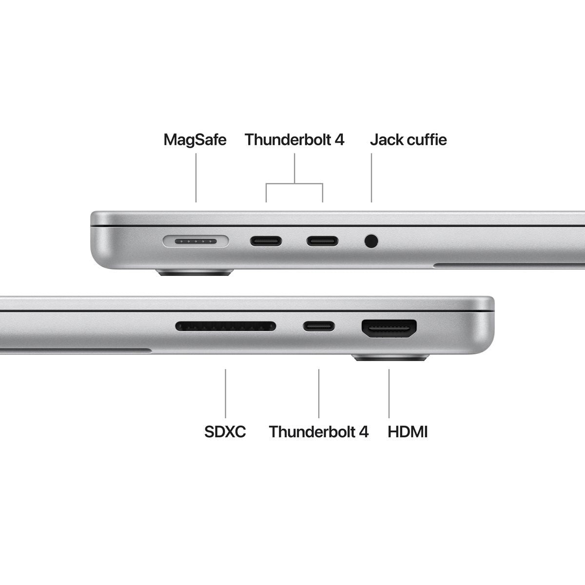 Apple MacBook Pro 14": Chip M4 con cpu 10 core e gpu 10 core, 1TB SSD - Argento [MCX14T/A]