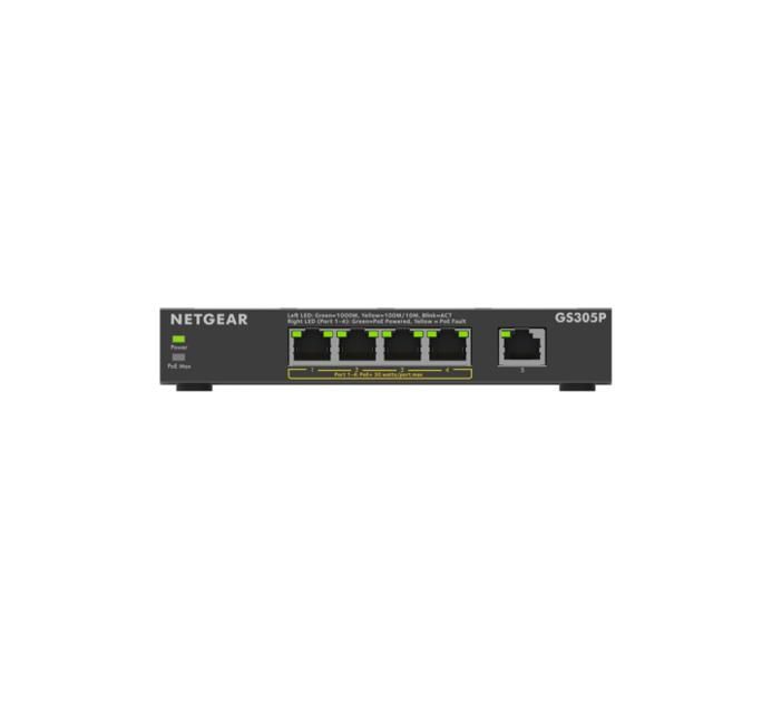 NETGEAR GS305Pv3 Non gestito Gigabit Ethernet (10/100/1000) Supporto Power over Ethernet (PoE) Nero [GS305P-300EUS]