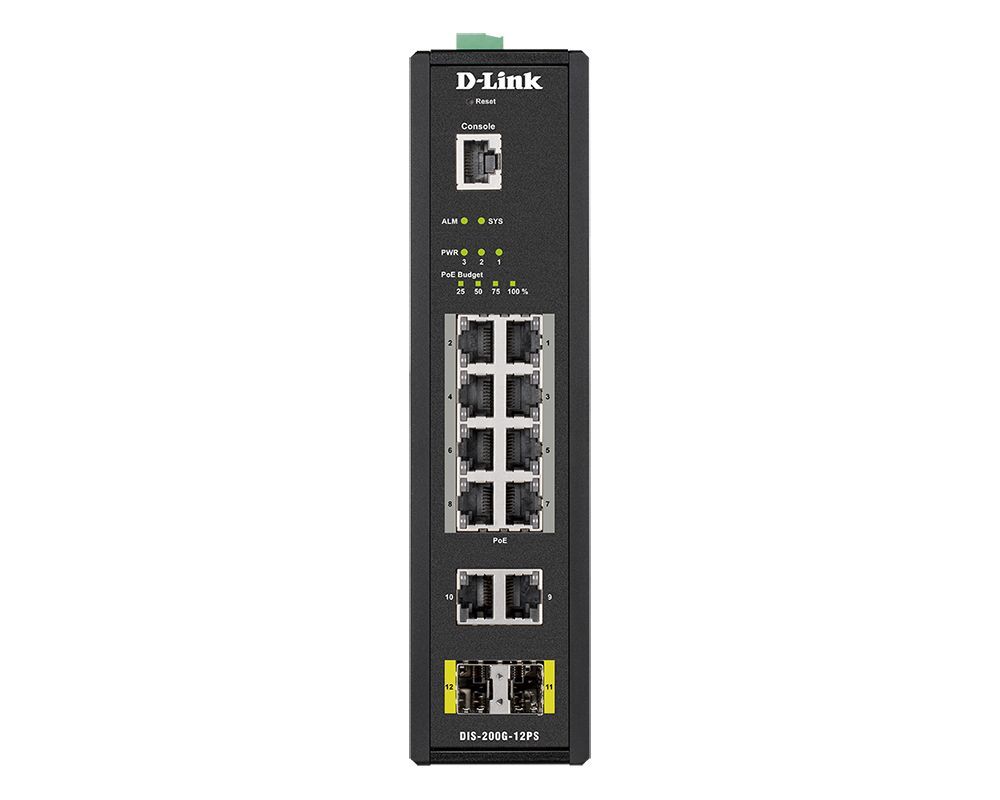 D-Link DIS-200G-12PS switch di rete Gestito L2 Gigabit Ethernet (10/100/1000) Supporto Power over Ethernet (PoE) Nero [DIS-200G-12PS]
