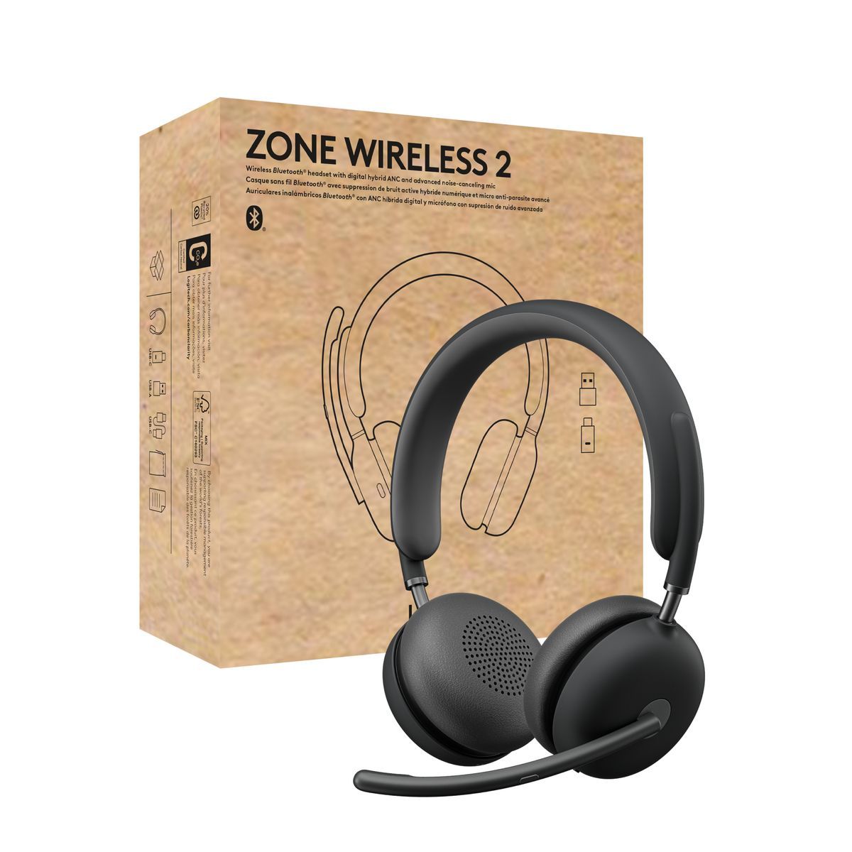 Logitech 981-001311 cuffia e auricolare Con cavo e senza cavo A Padiglione Ufficio USB tipo-C Bluetooth Grafite [981-001311]
