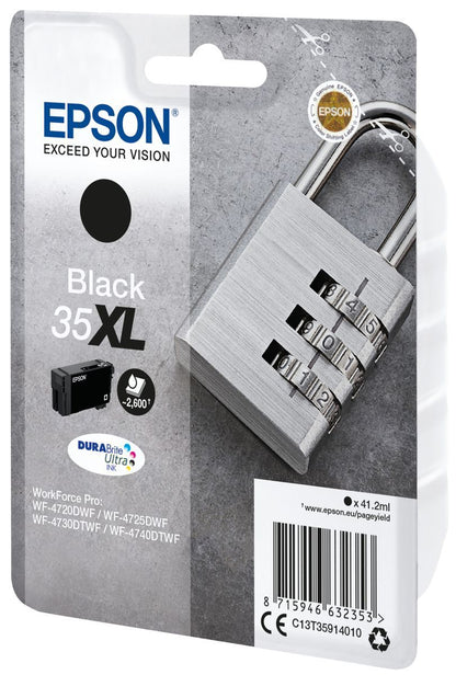 Epson Padlock Singlepack Black 35XL DURABrite Ultra Ink [C13T35914010]