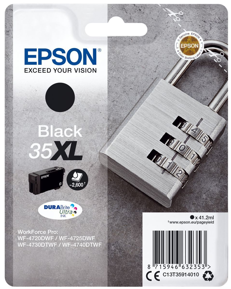 Epson Padlock Singlepack Black 35XL DURABrite Ultra Ink [C13T35914010]