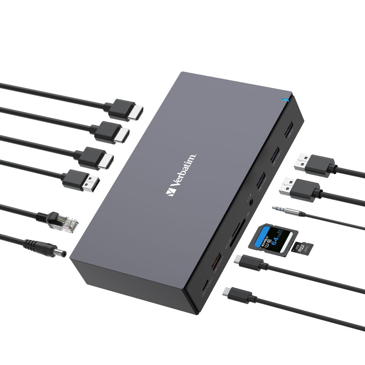 Verbatim CDS-17 Cablato USB 3.2 Gen 1 (3.1 Gen 1) Type-C Nero, Grigio [32172]