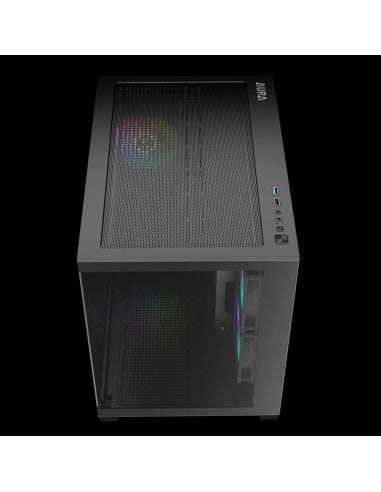 GAMDIAS CASE MICRO TOWER AURA GC10M ARGB 2*TG 3x120mm ARGB FILTRO MAGNETICO [AURA GC10M ARGB]