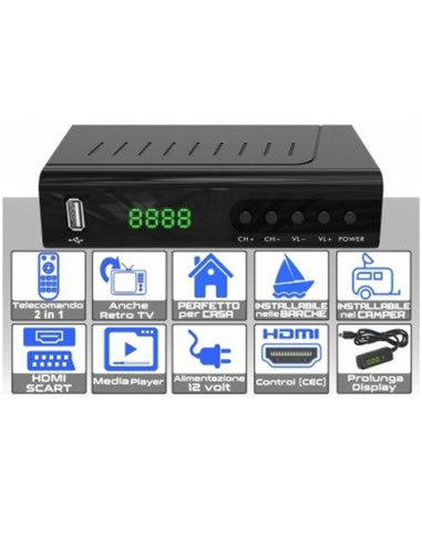 NOT ONLY TV DECODER LV6T2BOXHD RICEVITORE DIGITALE TERRESTRE DVB-T2 FULL HD [LV6T2BOXHD]